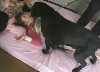 The hot model takes a part in a sweet bestiality action